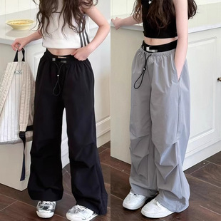 女童运动裤夏季薄款儿童速干工装裤窄版洋气中大童直筒防蚊裤子潮