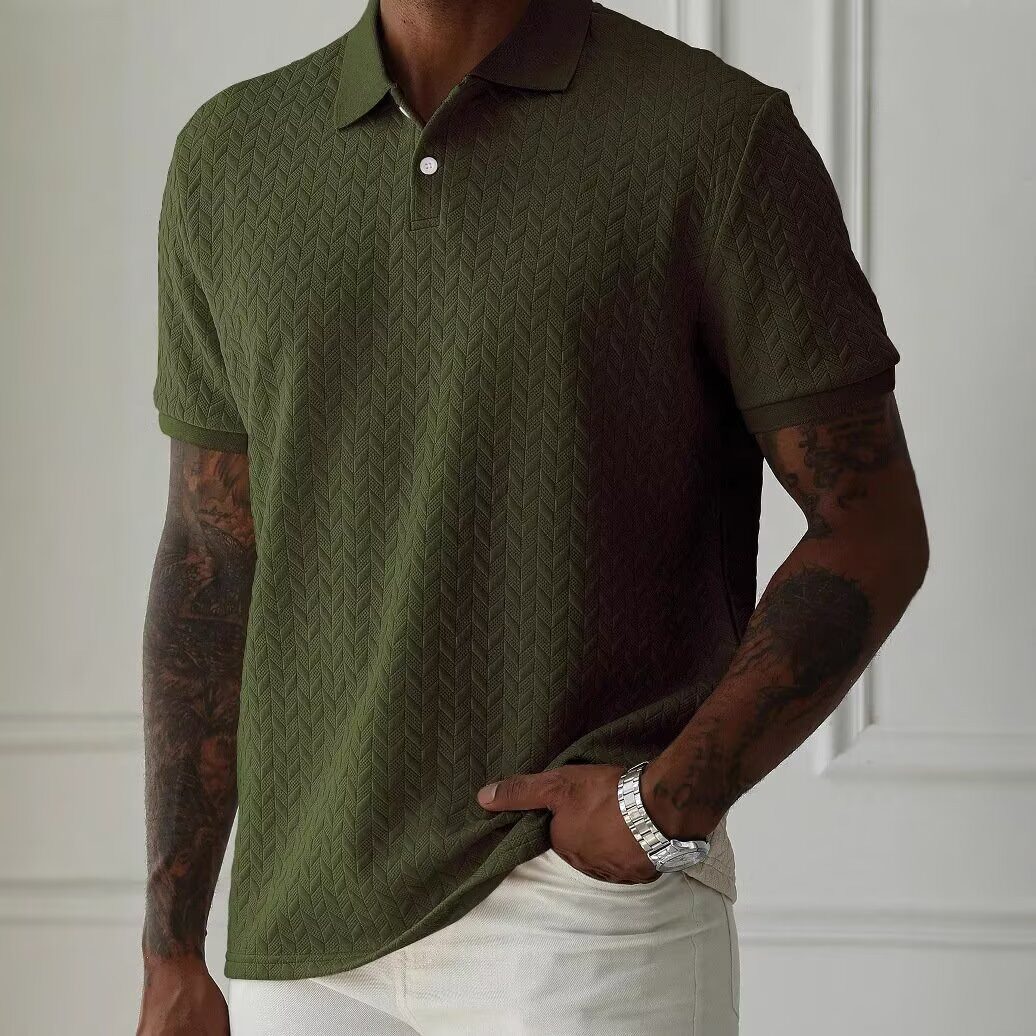 欧美男装2026夏季纯色翻领简约短袖休闲百搭Polo衫Men's T-Shirt