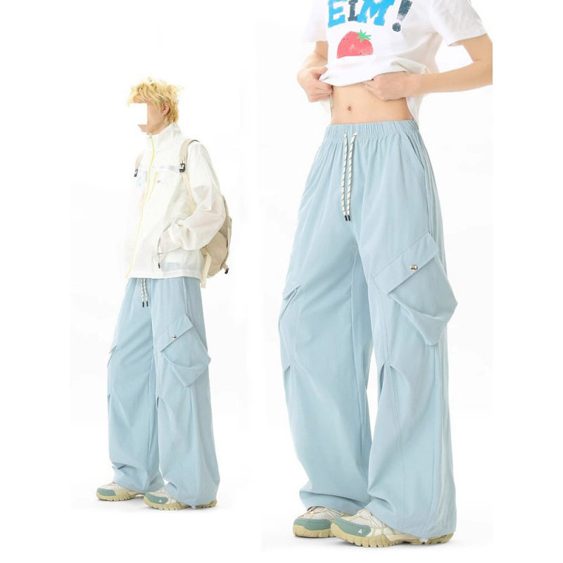 多巴胺美式大口袋工装裤男夏季新款baggy休闲裤设计感阔腿运动裤