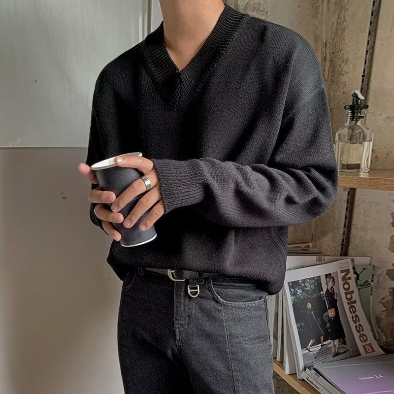 秋冬加厚毛衣男韩版潮流宽松日系针织衫冬季ins港风慵懒线衣外套