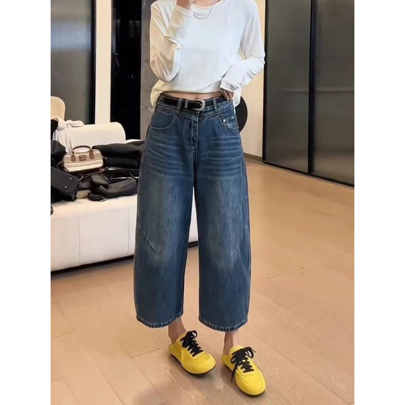 大码直筒牛仔裤女2025新款夏季薄款裤子小个子胖mm显瘦九分阔腿裤