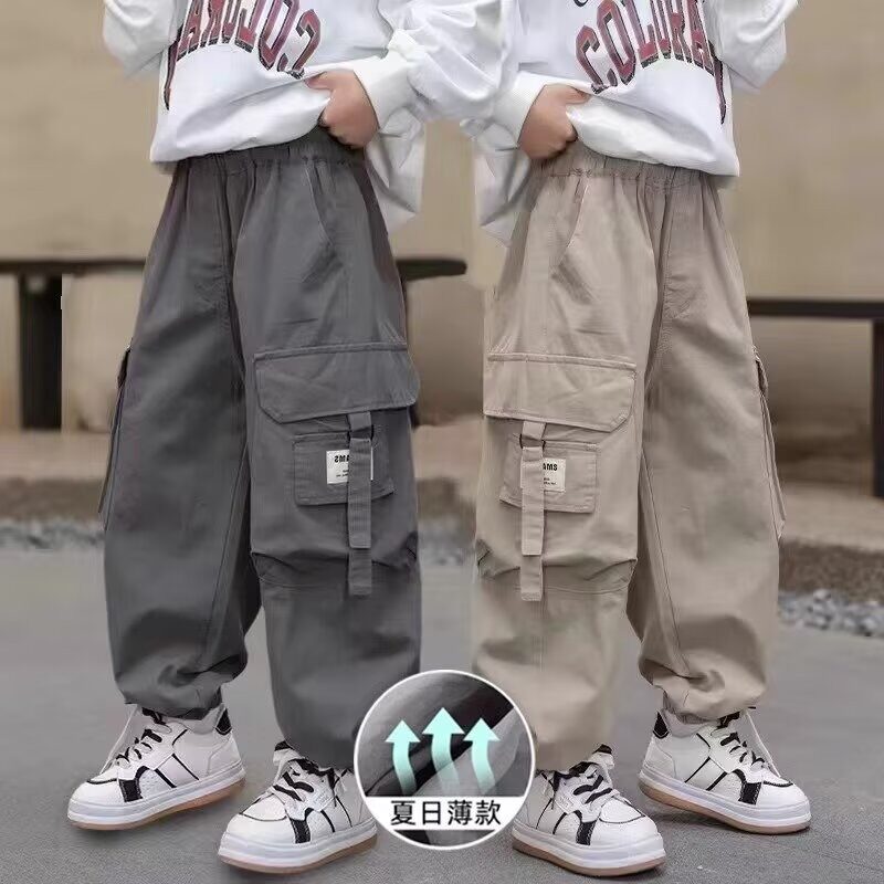 男童工装裤夏季新款2026儿童运动裤子大童春季长裤男孩痞帅休闲裤
