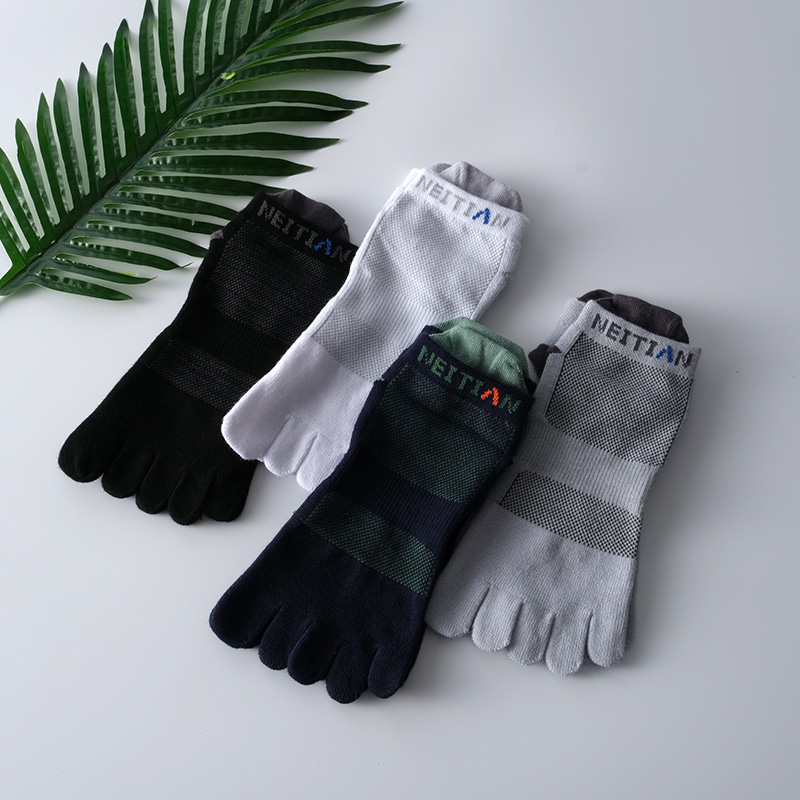 男女户外跑步短筒分趾袜脚底毛圈加厚coolmax纤维面料吸汗五指袜