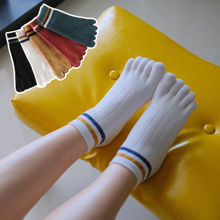 5双春夏女袜学院短筒棉质可爱分趾袜短袜五指袜舒适ins潮袜子