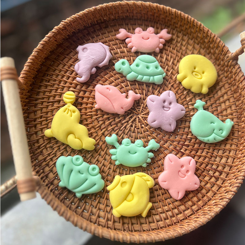 迷你海洋海豚星螃蟹一口小馒头卡通辅食烘焙儿童多彩造型馒头模具
