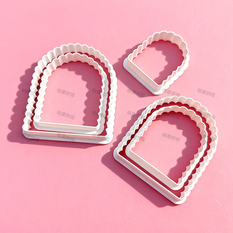 波浪圆形正方形饼干模具拱形长方形祝福框翻糖diy套装烘焙工具
