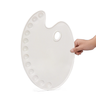 得力美术生专用调色板塑料颜料盘大号专业油画颜料板丙烯水粉水彩油画棒国画儿童画画颜料碟绘画板染料盘便携