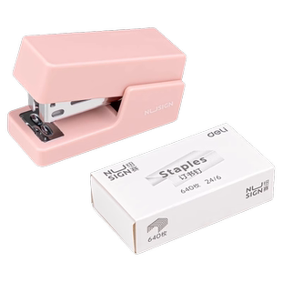 得力订书机学生用迷你小号订书器高颜值学生用便捷小款型省力钉书机多功能装订机手动简约家用办公定书机小号