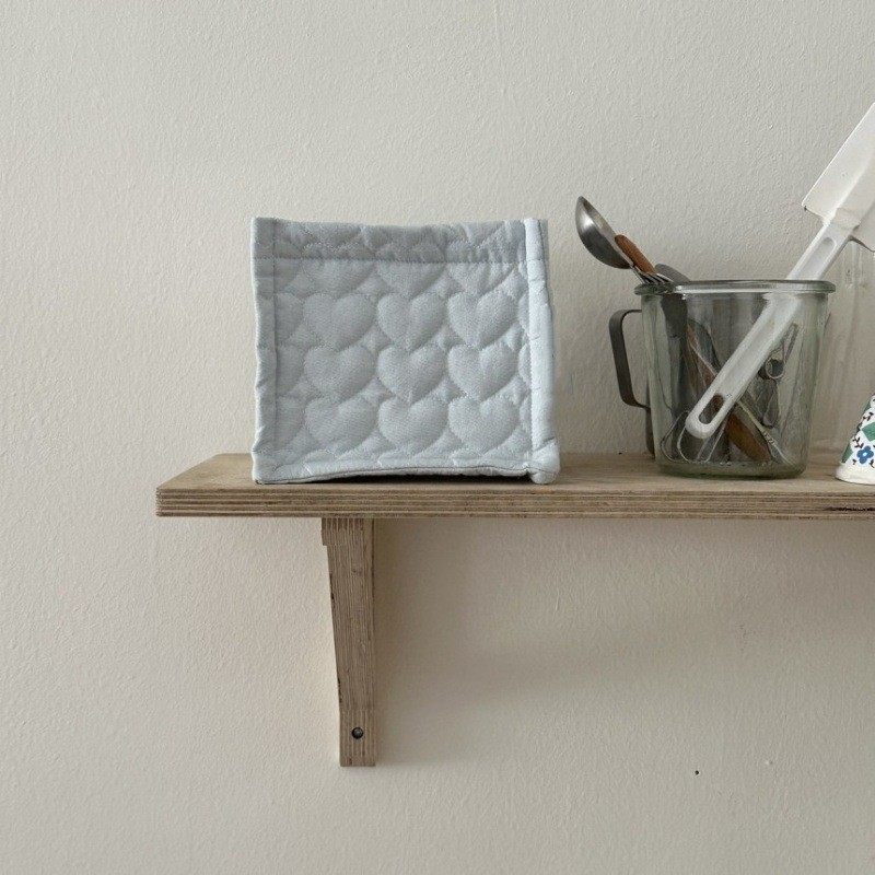 ins风爱心绗棉桌面收纳筐杂物尿布卫生巾收纳盒卧室化妆品整理篮,收纳整理,收纳筐,淘宝优惠券,粉丝福利购,淘宝优惠卷