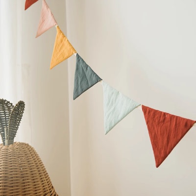 儿童房装饰挂旗纯棉三角旗彩旗