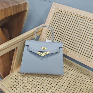 外贸出口尾货真皮手掌纹凯莉25CM牛皮高品质大容量斜挎手提女士包