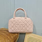 头层牛皮清仓大甩卖菱格专柜特价 处理库存真皮粉色保龄球手提女包