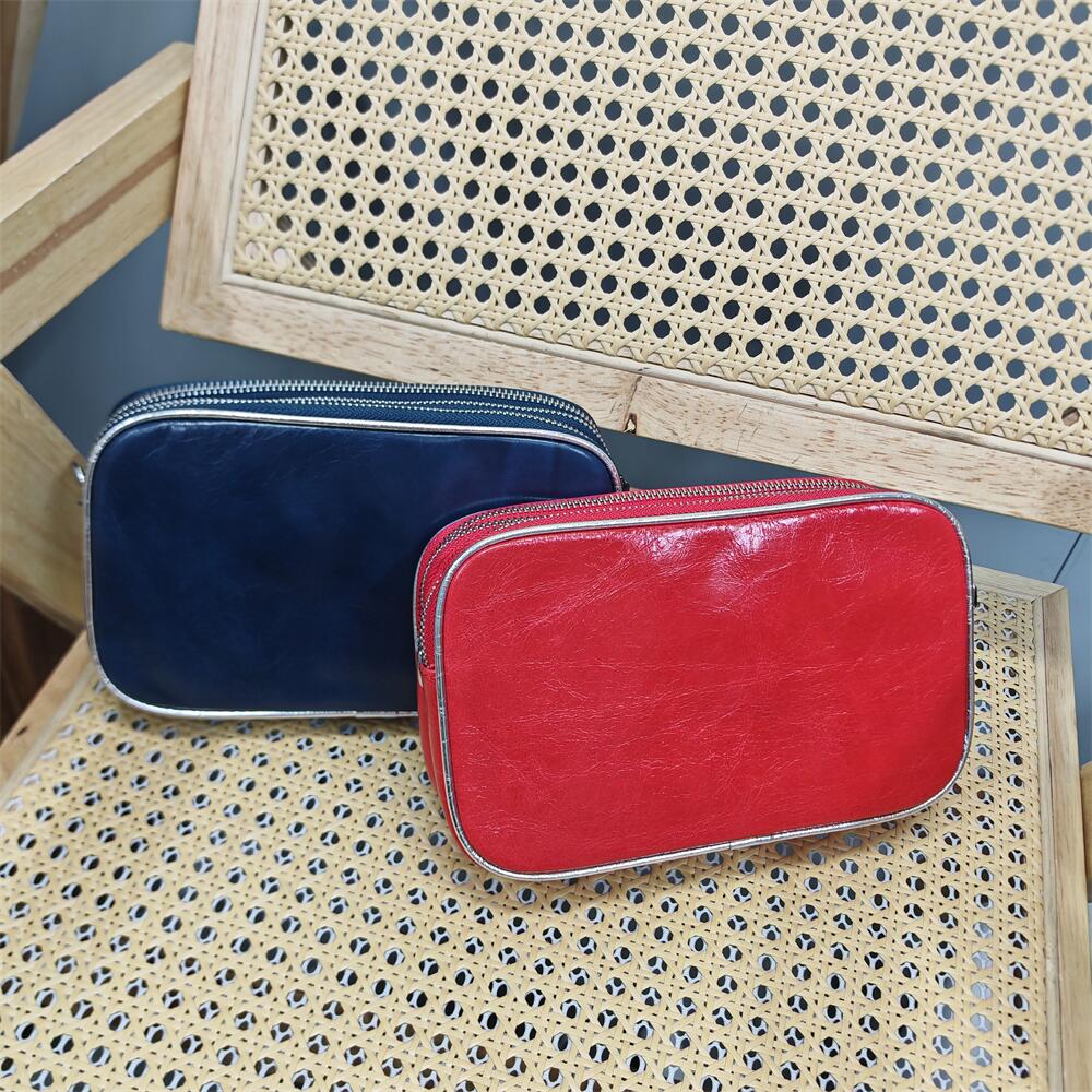 油蜡牛皮三拉链大容量单肩真皮包