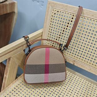 外贸出口尾货专柜尾货头层牛皮配帆布真皮斜挎欧货苹果单肩女士包