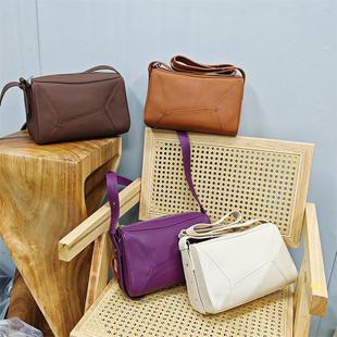 库存尾货几何枕头2025新款 真皮包头层牛皮手提包单肩斜挎手提女包