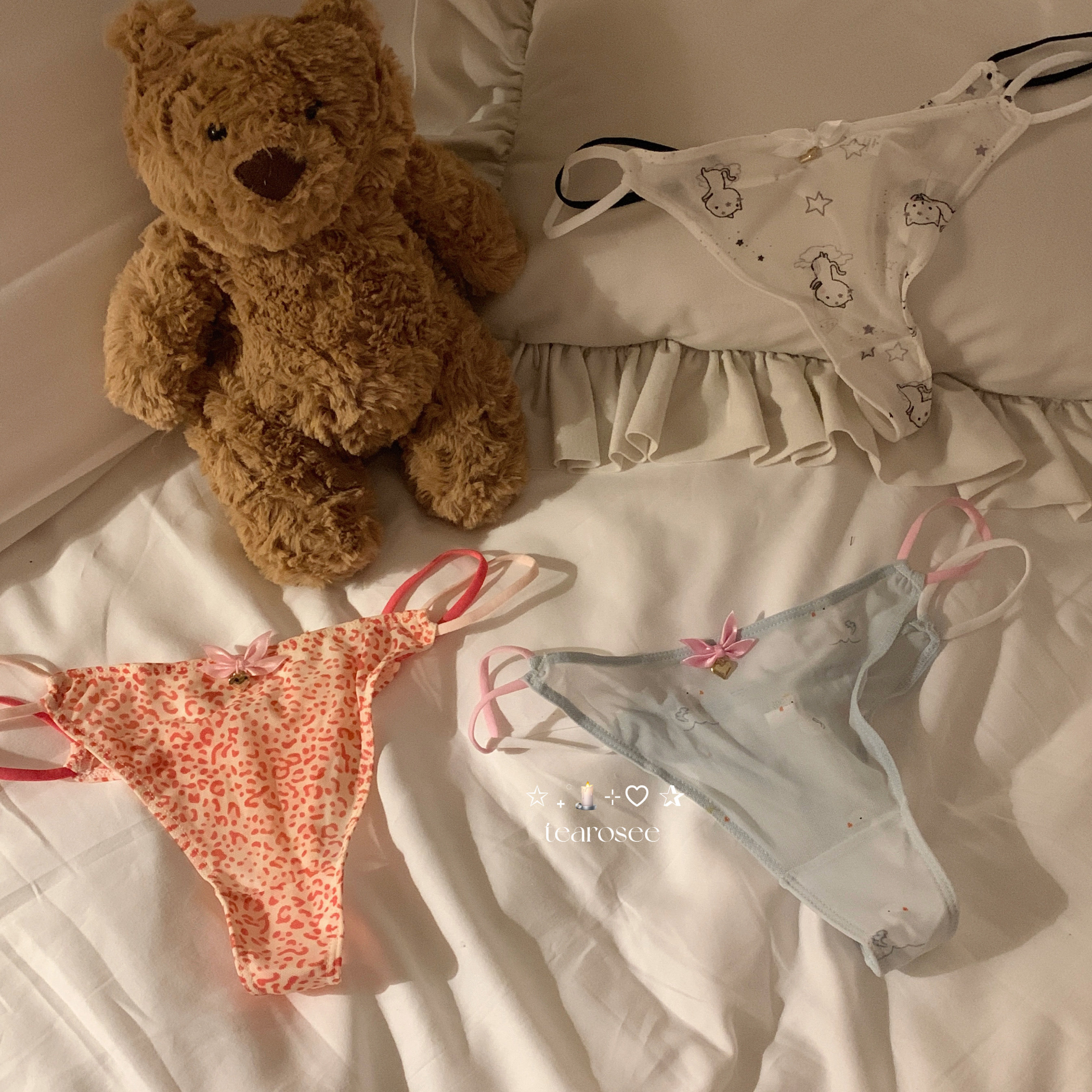tearosee 私藏萌物 网纱可爱丁字裤绑带三角纯欲约会内裤