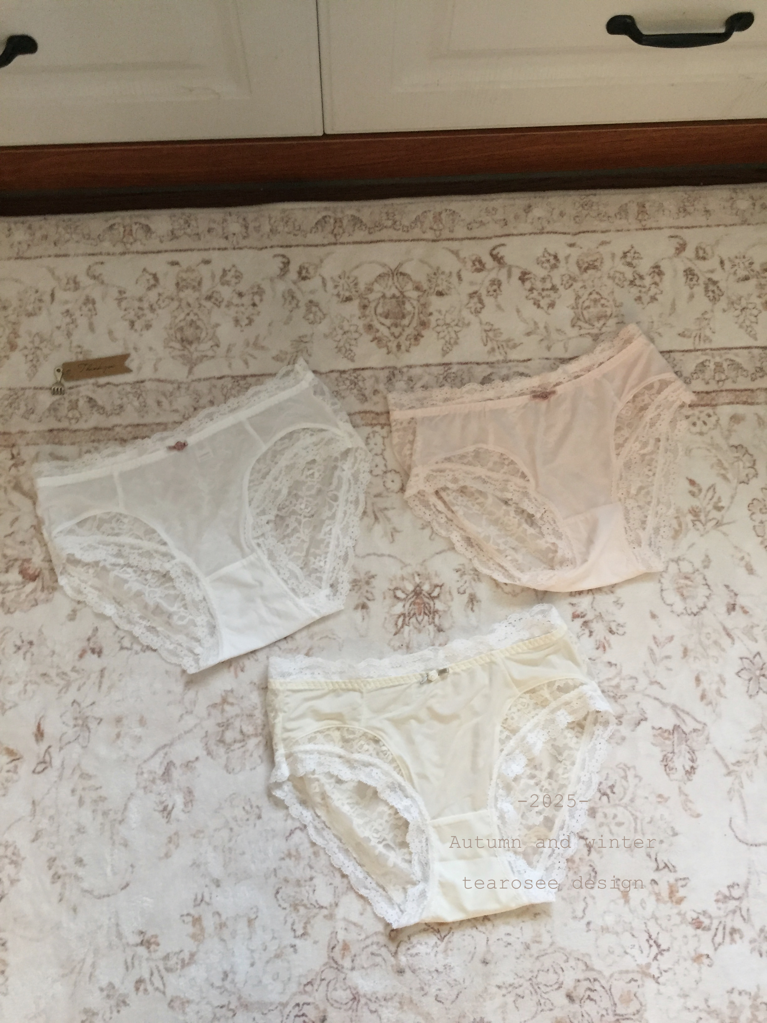 tearosee 玫瑰甜茶 牛奶丝无痕蕾丝性感透气中腰少女纯欲内裤