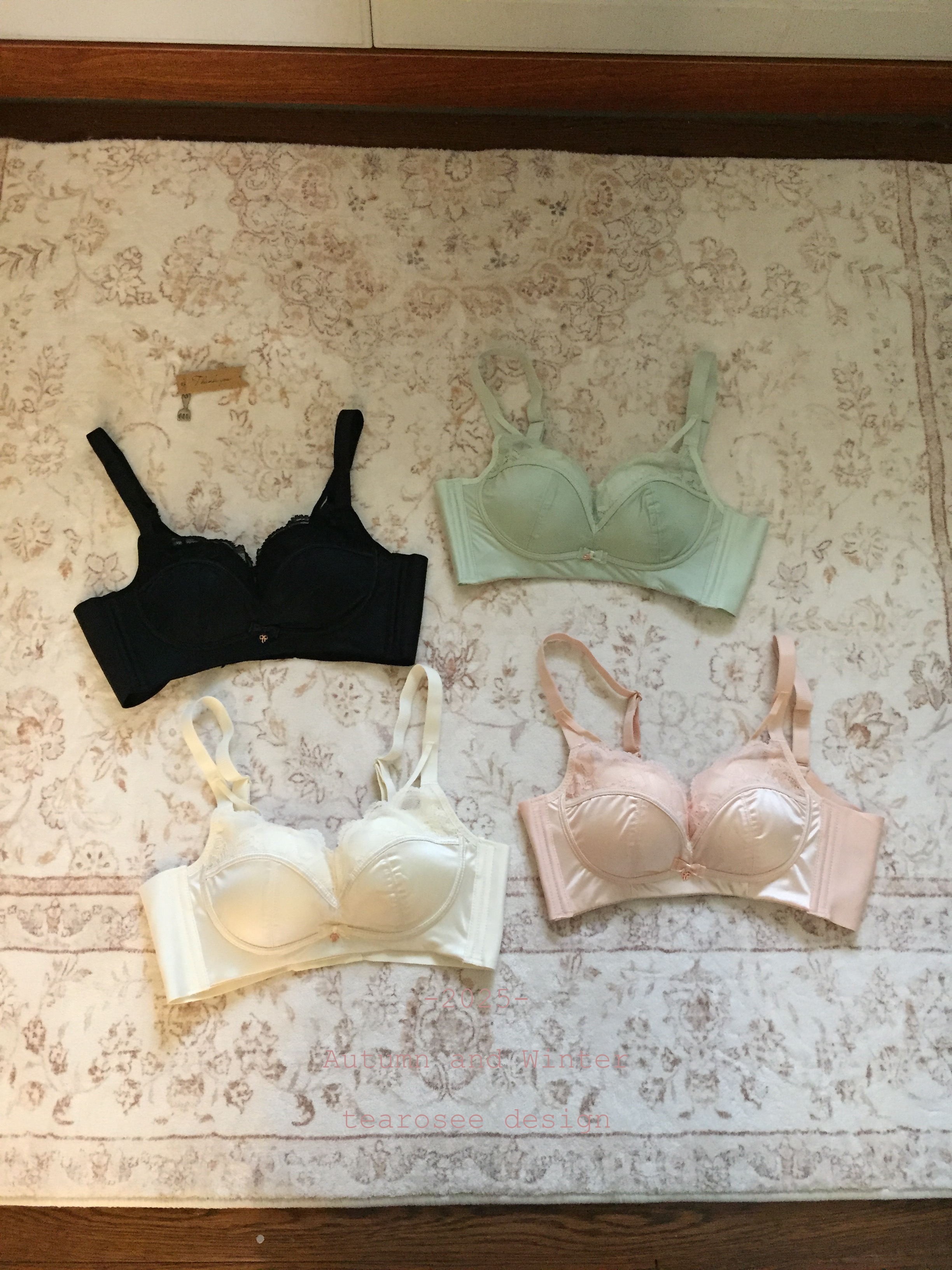 tearosee 薄荷雪 宽肩带聚拢防下垂法式薄款单文胸内衣