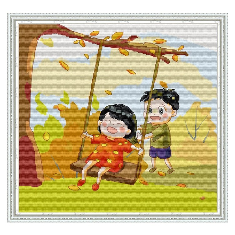 2022男女孩子新款印花十字绣儿童卧室欢乐童年亲情刺绣兄妹姐弟情