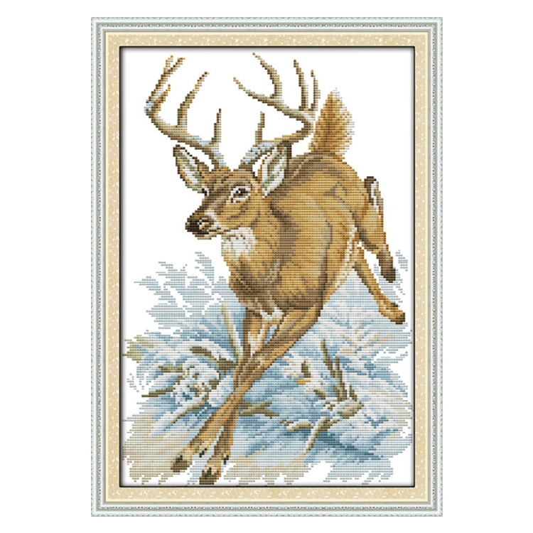 梅花鹿印花十字绣竖版新款客厅卧室书房办公室发财鹿简约动物之美