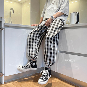 男士休闲裤格纹裤9分裤K021P30图片