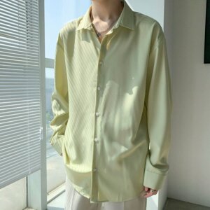 男秋季长袖衬衫纯色垂感痞帅弹力衬衣C129P22图片