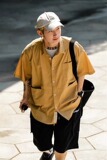 工装夹克复古街头百搭宽松短袖立领衬衫半袖衬衣外套JK20P30，男装衬衫，星座1116-2