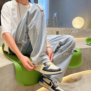 牛仔裤新款时尚长裤中腰潮流男合体直筒青春流行拉链直脚NK04P40图片