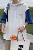 2022拼接色短袖T恤连帽卫衣男生夏季宽松港风宽松半袖上衣B34P30，男装卫衣，星座1116-2