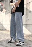 牛仔裤港风直筒宽松阔腿裤子男士2022夏季高街长裤N1008P40，男装牛仔裤，星座1116-2