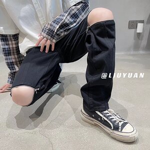 时尚青春流行潮直筒日系纯色休闲裤男原宿九分裤运动裤N353P38