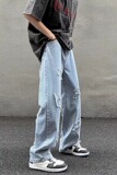 vibe炸街牛仔裤男宽松直筒裤子高街ins潮牌hiphop阔腿裤N940P43，男装牛仔裤，星座1116-2