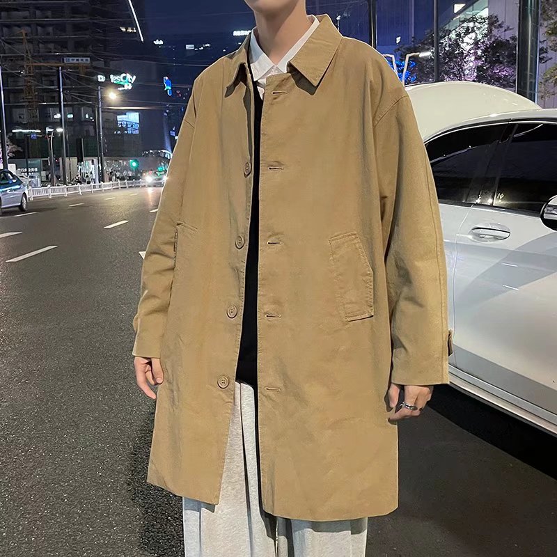 男秋季中长款风衣单排扣休闲外套W98P60图片