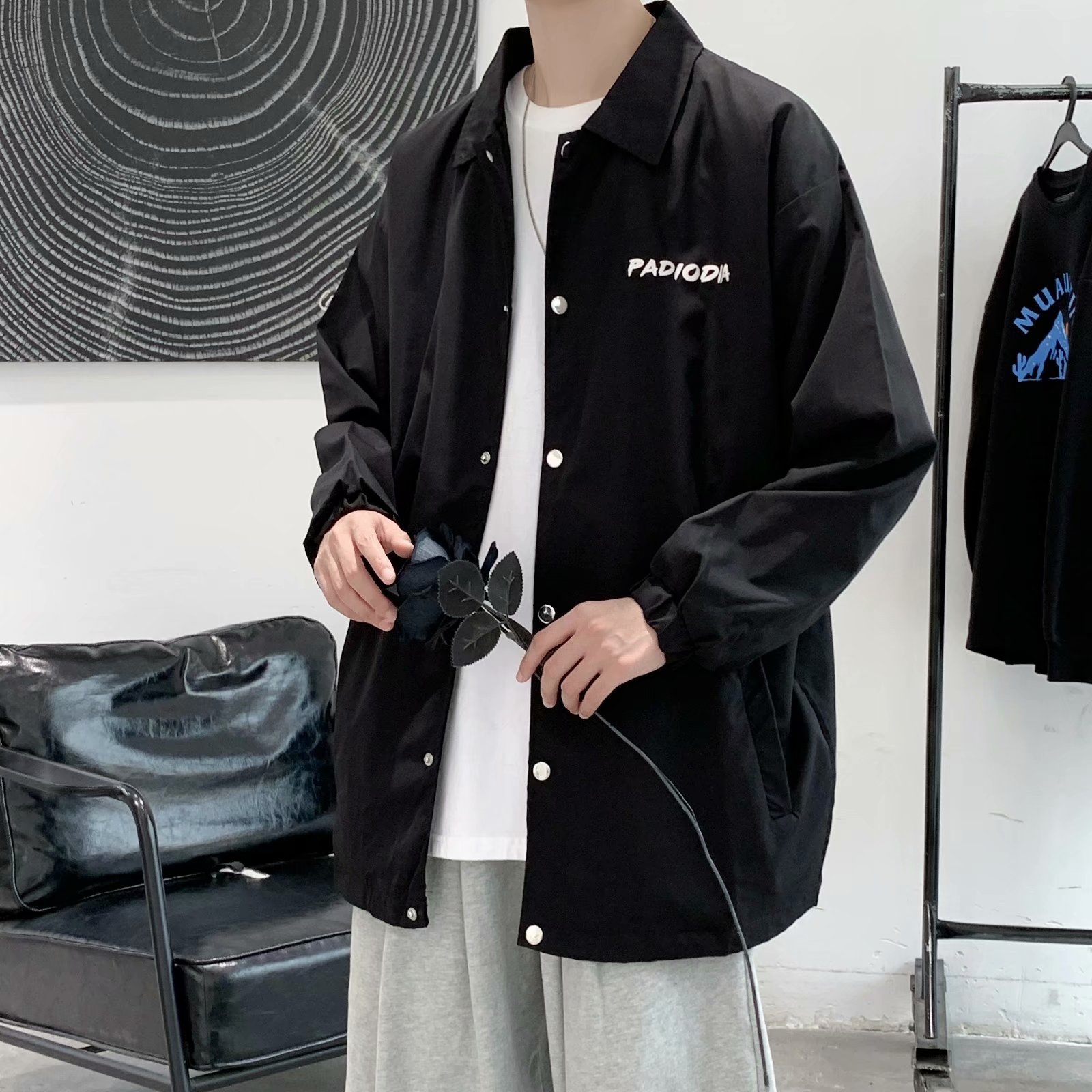 男秋款工装外套男韩版潮流宽松学生休闲bf夹克衫上衣C603P45图片