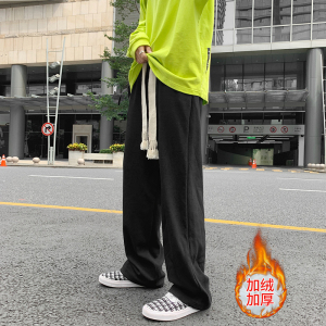 抽绳直筒裤子男士春秋高街潮加绒K2177P35图片