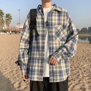 男秋季长袖衬衫格子衬衣C48P30图片