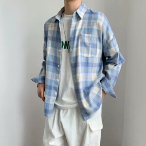 男秋季新款格子衬衫长袖C230P28图片