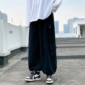 工装裤男潮牌ins多口袋宽松阔腿休闲裤抽绳束脚裤A351P35图片