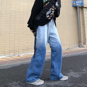 秋季新款高腰显瘦拼接牛仔裤男女裤子N905P40图片