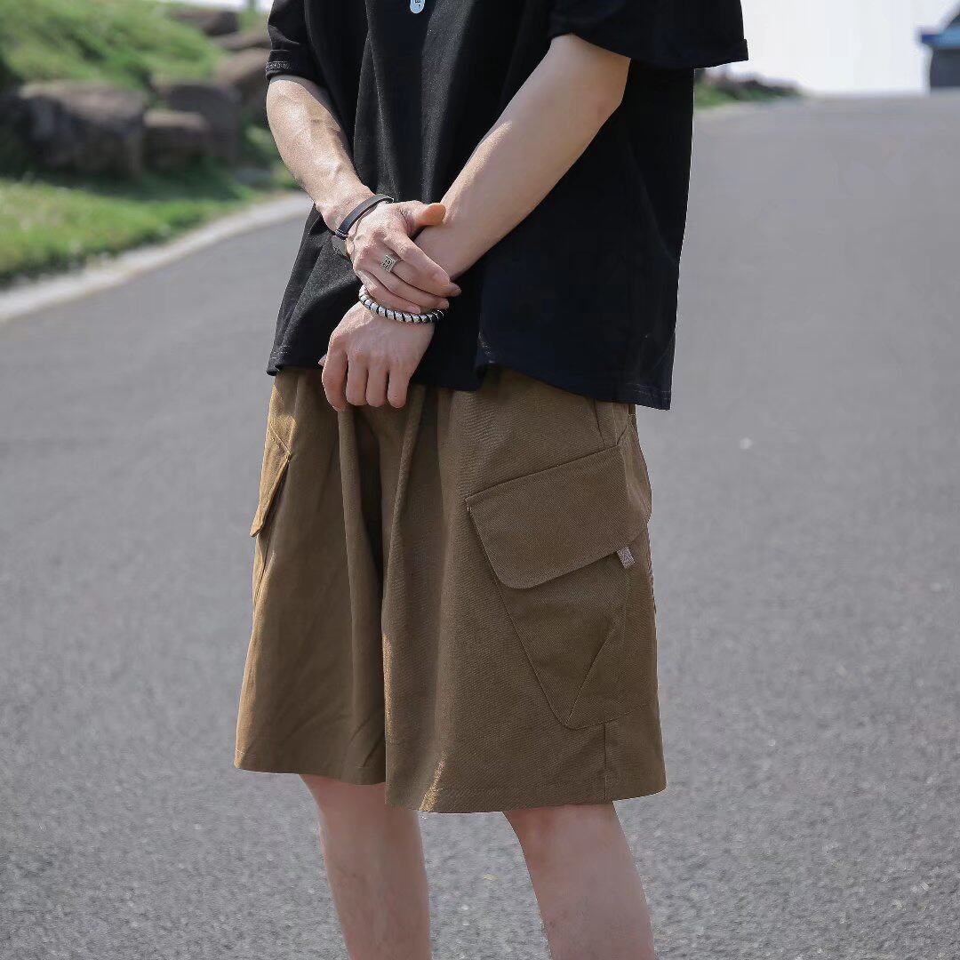 工装裤男夏季港风宽松直筒五分裤韩版百搭休闲阔腿裤DK110P32图片