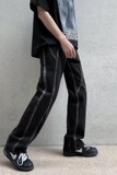 2022潮流牛仔裤男高街暗黑复古扎染宽松阔腿嘻哈老爹长裤子Z12P43，男装牛仔裤，星座1116-2