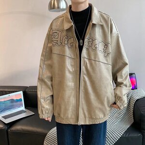 美式复古vintage夹克男高街机车PU蛇纹皮反光皮夹克外套J113P65图片