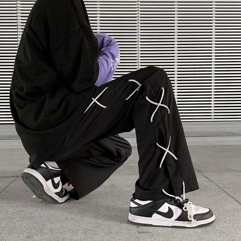 男潮ins港风直筒宽松阔腿盐系炸街休闲长裤K041P35图片