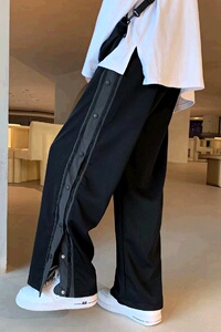 夏季冰丝凉感排扣休闲裤男宽松胖子大码运动裤男裤子潮E24P38图片