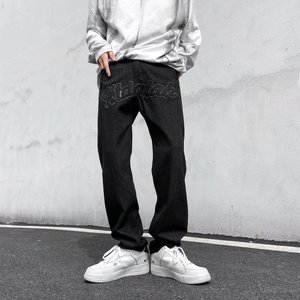 美式炸街裤子高街显瘦直筒牛仔裤高腰NG54P48图片