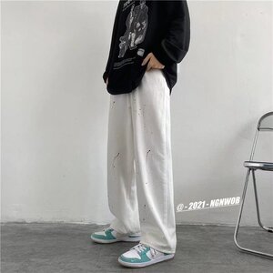 慵懒潮流牛仔裤秋季拉链水洗潮男长裤青春流行宽松直筒NT260P38图片