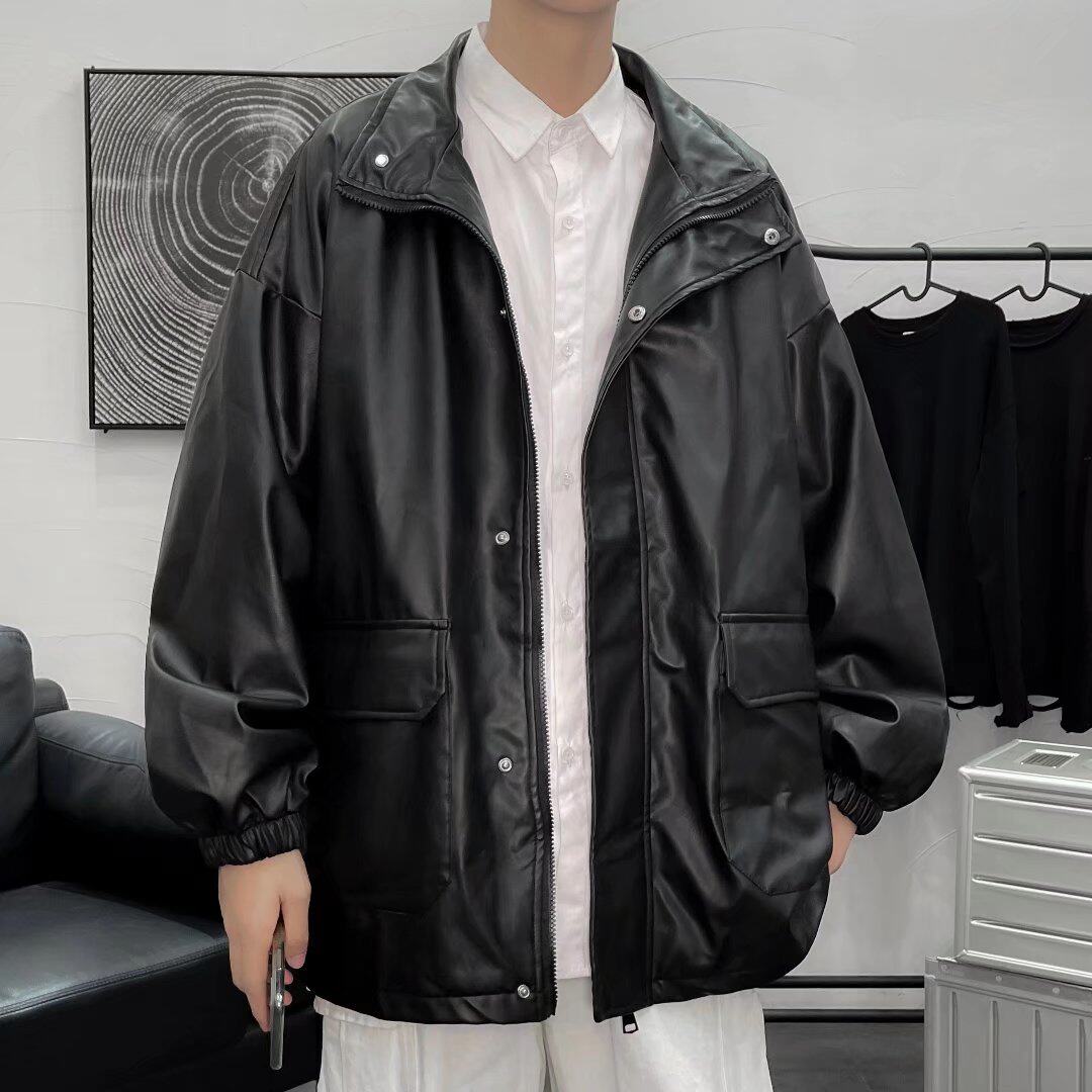 男秋冬机车皮衣夹克外套W24P65图片