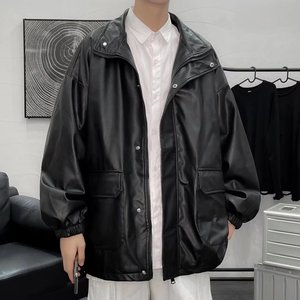 男秋冬机车皮衣夹克外套W24P65图片