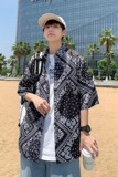 港风腰果花衬衫男短袖日系上衣半袖衬衣外套韩版潮流寸衫C8611P25，男装衬衫，星座1116-2