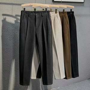 男秋冬新款毛呢西裤休闲裤纯色直筒轻熟风裤子A23P50图片
